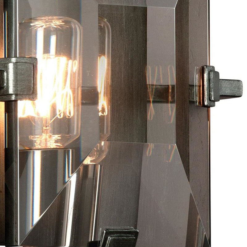 Rectangle Crystal Shade Wall Light Fixture Vintage 1 Bulb Wall Sconce in Smoke Gray for Hallway Clearhalo 'Art deco wall lights' 'Industrial wall lights' 'Industrial' 'Middle century wall lights' 'Tiffany' 'Wall Lamps & Sconces' 'Wall Lights' Lighting' 259579