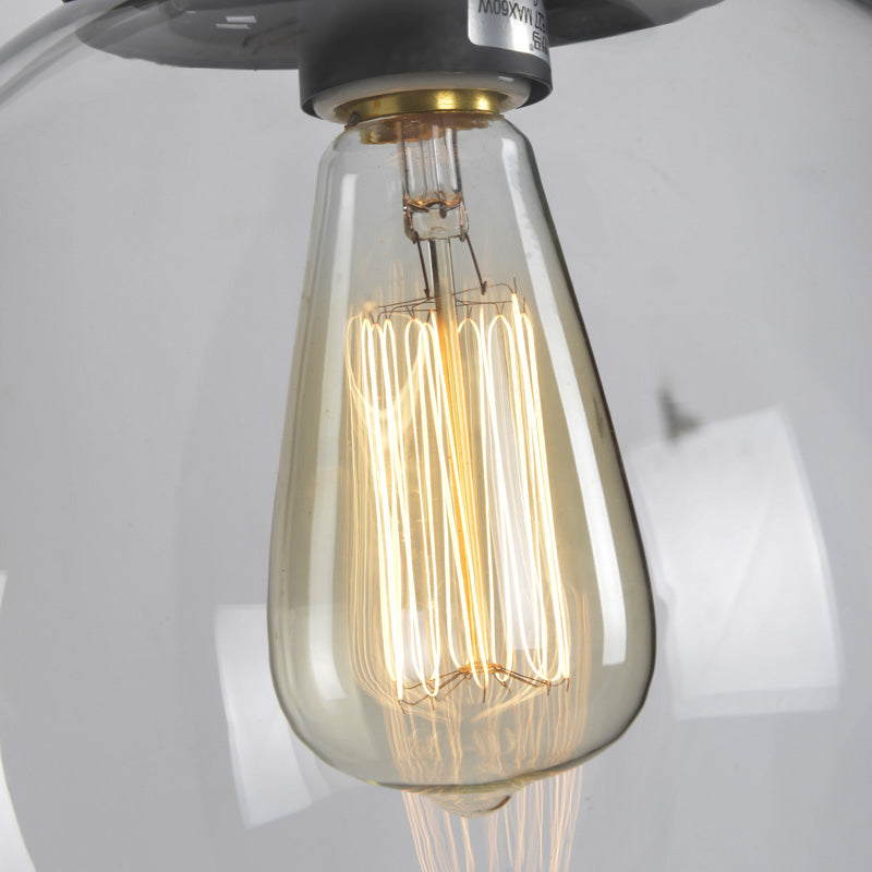 Industrial Global Sconce Light Glass and Metal 1 Bulb Wall Light Fixture in Matte Black Finish Clearhalo 'Cast Iron' 'Glass' 'Industrial wall lights' 'Industrial' 'Middle century wall lights' 'Modern' 'Tiffany' 'Traditional wall lights' 'Wall Lamps & Sconces' 'Wall Lights' Lighting' 259595