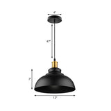 Black/White 1 Bulb Hanging Fixture Retro Metal Dome Shade Ceiling Pendant with Adjustable Cord, 12"/14"/16" W Clearhalo 'Art Deco Pendants' 'Black' 'Cast Iron' 'Ceiling Lights' 'Ceramic' 'Crystal' 'Industrial Pendants' 'Industrial' 'Metal' 'Middle Century Pendants' 'Pendant Lights' 'Pendants' 'Rustic Pendants' 'Tiffany' Lighting' 2595