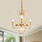 Empire Chandelier Light Fixture with Candle Luxury Crystal 4 Heads Chandelier Pendant Light in Brass Finish Clearhalo 'Ceiling Lights' 'Chandeliers' Lighting' options 259643