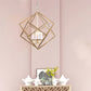 Prismatic/Rhombus Cage Shade Pendant Light Fixture Industrial Metal 4 Lights Suspension Light in Gold Clearhalo 'Cast Iron' 'Ceiling Lights' 'Chandeliers' 'Industrial Chandeliers' 'Industrial' 'Metal' 'Middle Century Chandeliers' 'Rustic Chandeliers' 'Tiffany' Lighting' 259648