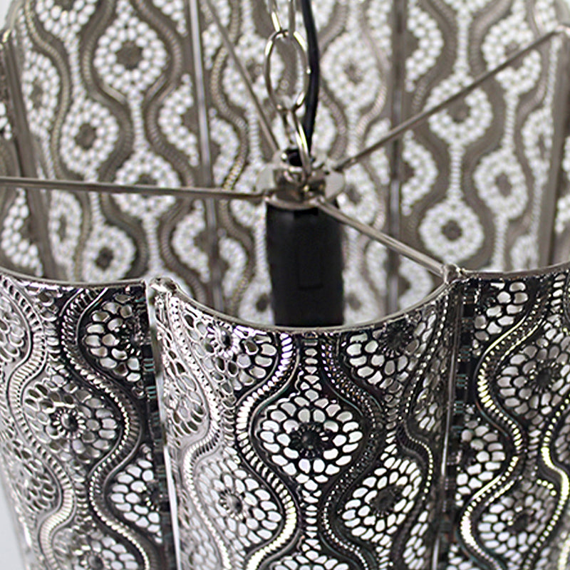 Metal Etched Hanging Pendant with Cylinder Shade Industrial 1 Light Hanging Light Lamp in Chrome Clearhalo 'Art Deco Pendants' 'Cast Iron' 'Ceiling Lights' 'Ceramic' 'Crystal' 'Industrial Pendants' 'Industrial' 'Metal' 'Middle Century Pendants' 'Pendant Lights' 'Pendants' 'Tiffany' Lighting' 259688