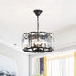 18"/25.5" Diameter Metal Drum Shade Ceiling Chandelier with Crystal Block Vintage 5/8 Heads Hanging Lamp in Black Clearhalo 'Ceiling Lights' 'Chandeliers' 'Industrial Chandeliers' 'Industrial' 'Middle Century Chandeliers' 'Tiffany' Lighting' 259690