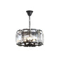 18"/25.5" Diameter Metal Drum Shade Ceiling Chandelier with Crystal Block Vintage 5/8 Heads Hanging Lamp in Black Clearhalo 'Ceiling Lights' 'Chandeliers' 'Industrial Chandeliers' 'Industrial' 'Middle Century Chandeliers' 'Tiffany' Lighting' 259691