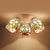 3 Heads Dome Flush Mount Ceiling Light Tiffany Stained Glass Flushmount Light in Beige/Orange for Bedroom Beige Clearhalo 'Ceiling Lights' 'Close To Ceiling Lights' 'Close to ceiling' 'Glass shade' 'Glass' 'Semi-flushmount' 'Tiffany close to ceiling' 'Tiffany' Lighting' 25970
