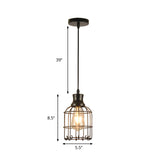 Bird Cage Pendant Lamp Metal Industrial 1 Light Ceiling Lamp Pendant in Black over Table Clearhalo 'Art Deco Pendants' 'Black' 'Cast Iron' 'Ceiling Lights' 'Ceramic' 'Crystal' 'Industrial Pendants' 'Industrial' 'Metal' 'Middle Century Pendants' 'Pendant Lights' 'Pendants' 'Rustic Pendants' 'Tiffany' Lighting' 259738