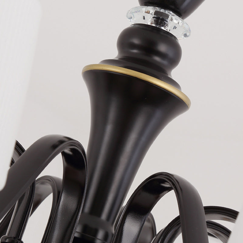 Milk White Frosted Glass Chandelier Light Crystal Decoration Modern Hanging Light Living Room Lighting Fixtures Clearhalo 'Ceiling Lights' 'Chandeliers' 'Modern Chandeliers' 'Modern' Lighting' 2600147