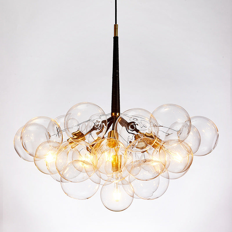 Transparent Glass Bubble Hanging Light Modern Simplicity Living Room Chandelier Light with 47" Adjustable Chain 6 Clear Clearhalo 'Ceiling Lights' 'Chandeliers' 'Clear' 'Industrial' 'Modern Chandeliers' 'Modern' 'Tiffany' 'Traditional Chandeliers' Lighting' 2600151