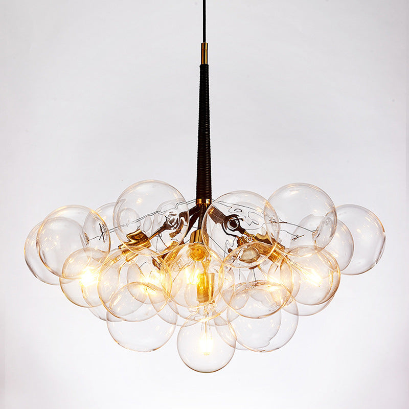 Transparent Glass Bubble Hanging Light Modern Simplicity Living Room Chandelier Light with 47" Adjustable Chain 6 Clear Clearhalo 'Ceiling Lights' 'Chandeliers' 'Clear' 'Industrial' 'Modern Chandeliers' 'Modern' 'Tiffany' 'Traditional Chandeliers' Lighting' 2600151
