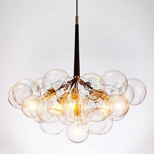 Transparent Glass Bubble Hanging Light Modern Simplicity Living Room Chandelier Light with 47" Adjustable Chain Clearhalo 'Ceiling Lights' 'Chandeliers' 'Clear' 'Industrial' 'Modern Chandeliers' 'Modern' 'Tiffany' 'Traditional Chandeliers' Lighting' 2600152