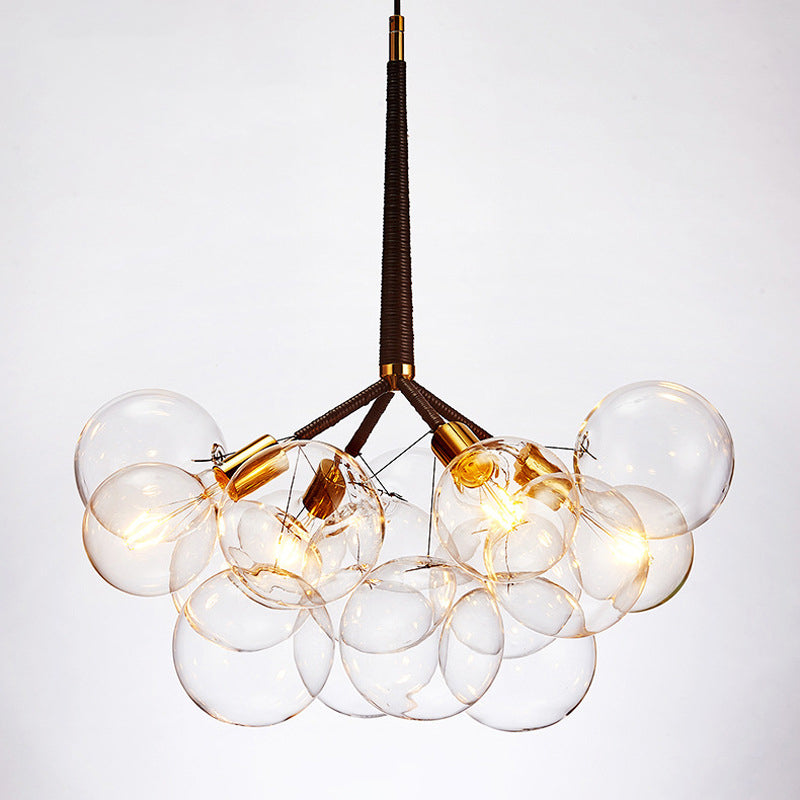 Transparent Glass Bubble Hanging Light Modern Simplicity Living Room Chandelier Light with 47" Adjustable Chain 4 Clear Clearhalo 'Ceiling Lights' 'Chandeliers' 'Clear' 'Industrial' 'Modern Chandeliers' 'Modern' 'Tiffany' 'Traditional Chandeliers' Lighting' 2600153