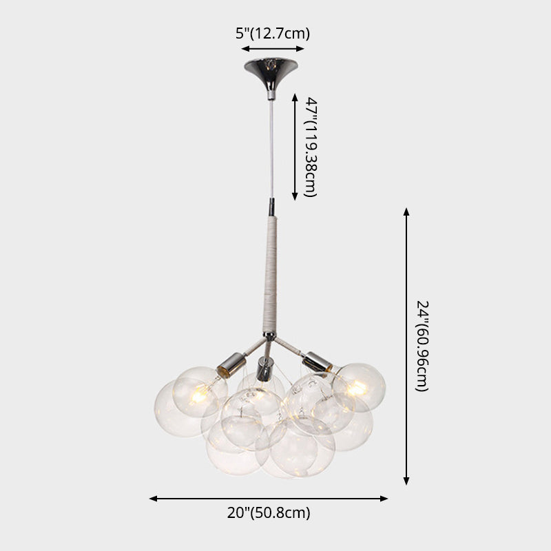 Transparent Glass Bubble Hanging Light Modern Simplicity Living Room Chandelier Light with 47" Adjustable Chain Clearhalo 'Ceiling Lights' 'Chandeliers' 'Clear' 'Industrial' 'Modern Chandeliers' 'Modern' 'Tiffany' 'Traditional Chandeliers' Lighting' 2600156
