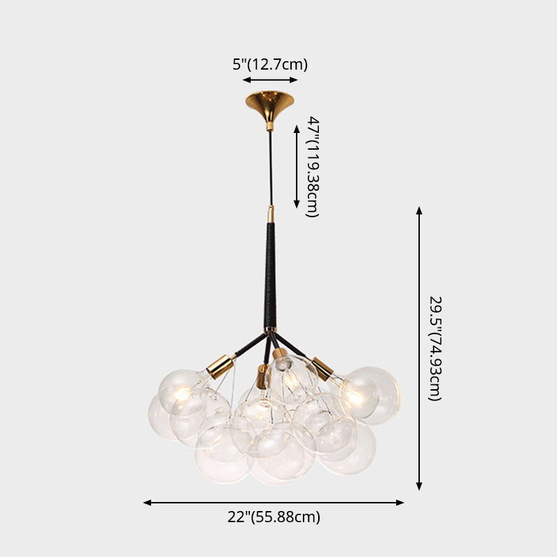 Transparent Glass Bubble Hanging Light Modern Simplicity Living Room Chandelier Light with 47" Adjustable Chain Clearhalo 'Ceiling Lights' 'Chandeliers' 'Clear' 'Industrial' 'Modern Chandeliers' 'Modern' 'Tiffany' 'Traditional Chandeliers' Lighting' 2600157