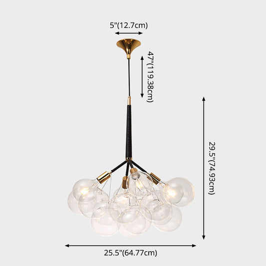 Transparent Glass Bubble Hanging Light Modern Simplicity Living Room Chandelier Light with 47" Adjustable Chain Clearhalo 'Ceiling Lights' 'Chandeliers' 'Clear' 'Industrial' 'Modern Chandeliers' 'Modern' 'Tiffany' 'Traditional Chandeliers' Lighting' 2600158