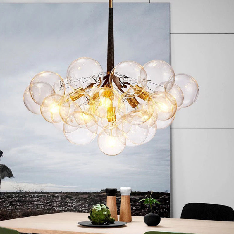 Transparent Glass Bubble Hanging Light Modern Simplicity Living Room Chandelier Light with 47" Adjustable Chain Clearhalo 'Ceiling Lights' 'Chandeliers' 'Clear' 'Industrial' 'Modern Chandeliers' 'Modern' 'Tiffany' 'Traditional Chandeliers' Lighting' 2600159