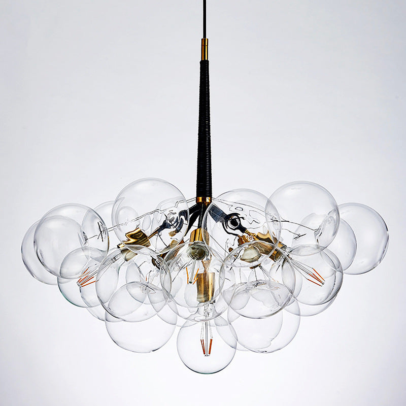 Transparent Glass Bubble Hanging Light Modern Simplicity Living Room Chandelier Light with 47" Adjustable Chain Clearhalo 'Ceiling Lights' 'Chandeliers' 'Clear' 'Industrial' 'Modern Chandeliers' 'Modern' 'Tiffany' 'Traditional Chandeliers' Lighting' 2600160