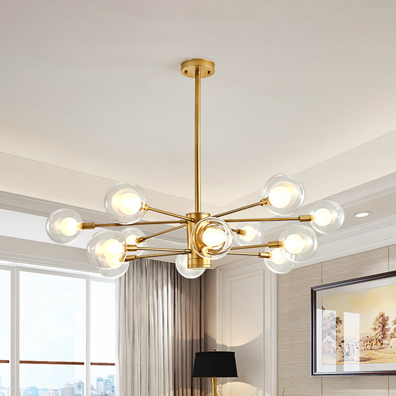 Globe Suspension Hanging Pendant Light Modern Style Corridor Clear Glass Chandelier in Frosted Spray Paint Finish Clearhalo 'Ceiling Lights' 'Chandeliers' 'Modern Chandeliers' 'Modern' Lighting' 2600173