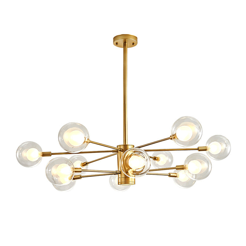 Globe Suspension Hanging Pendant Light Modern Style Corridor Clear Glass Chandelier in Frosted Spray Paint Finish Clearhalo 'Ceiling Lights' 'Chandeliers' 'Modern Chandeliers' 'Modern' Lighting' 2600180