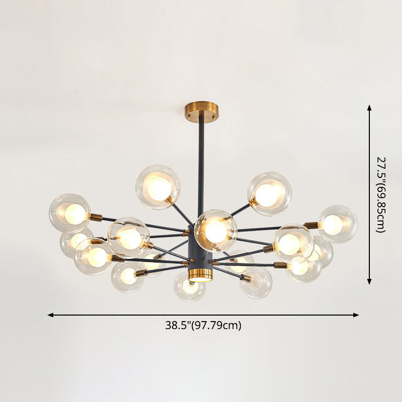 Globe Suspension Hanging Pendant Light Modern Style Corridor Clear Glass Chandelier in Frosted Spray Paint Finish Clearhalo 'Ceiling Lights' 'Chandeliers' 'Modern Chandeliers' 'Modern' Lighting' 2600182