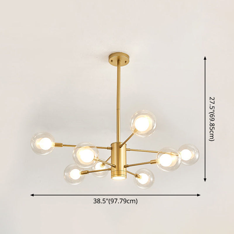 Globe Suspension Hanging Pendant Light Modern Style Corridor Clear Glass Chandelier in Frosted Spray Paint Finish Clearhalo 'Ceiling Lights' 'Chandeliers' 'Modern Chandeliers' 'Modern' Lighting' 2600184