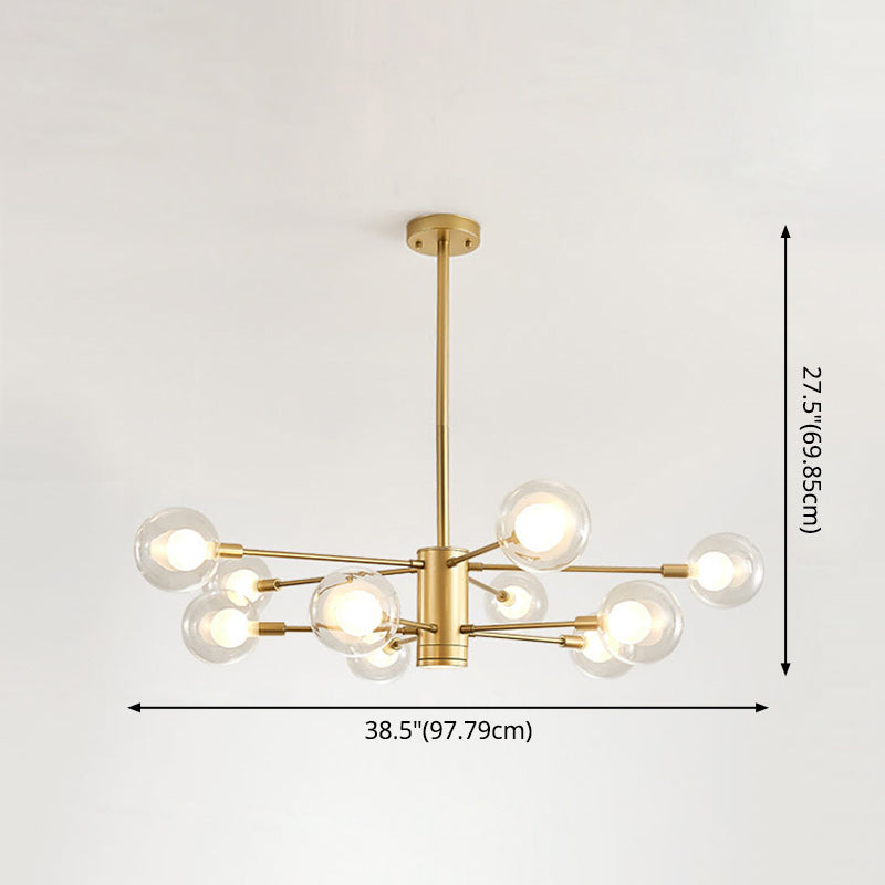 Globe Suspension Hanging Pendant Light Modern Style Corridor Clear Glass Chandelier in Frosted Spray Paint Finish Clearhalo 'Ceiling Lights' 'Chandeliers' 'Modern Chandeliers' 'Modern' Lighting' 2600186