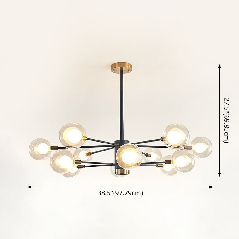 Globe Suspension Hanging Pendant Light Modern Style Corridor Clear Glass Chandelier in Frosted Spray Paint Finish Clearhalo 'Ceiling Lights' 'Chandeliers' 'Modern Chandeliers' 'Modern' Lighting' 2600190