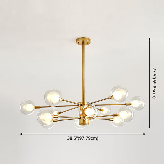 Globe Suspension Hanging Pendant Light Modern Style Corridor Clear Glass Chandelier in Frosted Spray Paint Finish Clearhalo 'Ceiling Lights' 'Chandeliers' 'Modern Chandeliers' 'Modern' Lighting' 2600191