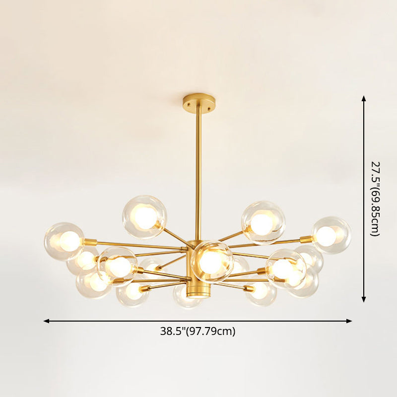 Globe Suspension Hanging Pendant Light Modern Style Corridor Clear Glass Chandelier in Frosted Spray Paint Finish Clearhalo 'Ceiling Lights' 'Chandeliers' 'Modern Chandeliers' 'Modern' Lighting' 2600193