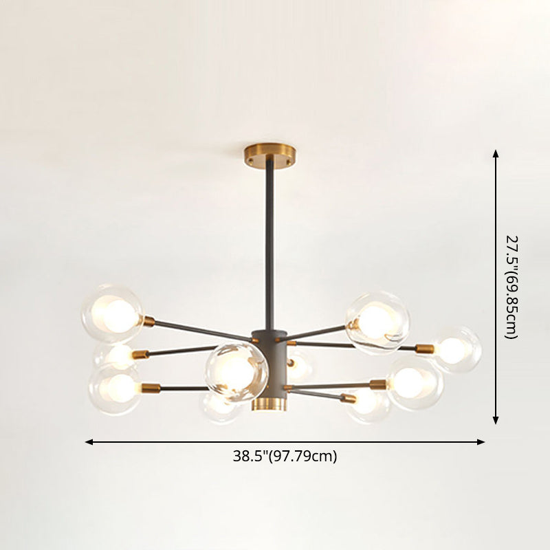 Globe Suspension Hanging Pendant Light Modern Style Corridor Clear Glass Chandelier in Frosted Spray Paint Finish Clearhalo 'Ceiling Lights' 'Chandeliers' 'Modern Chandeliers' 'Modern' Lighting' 2600194