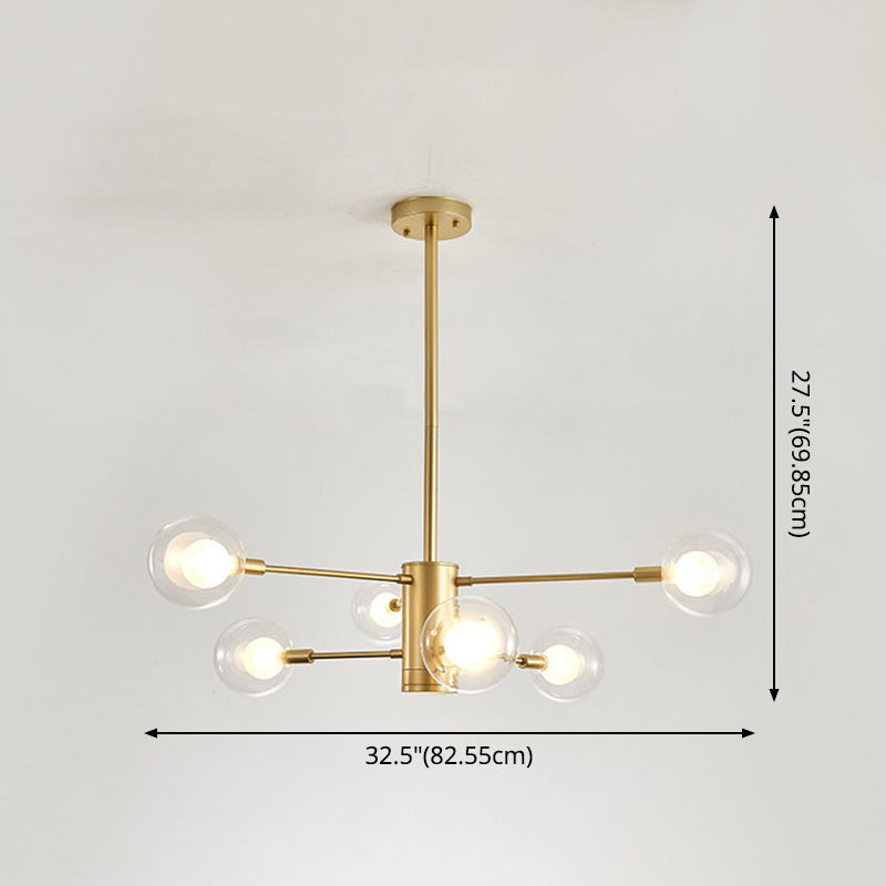 Globe Suspension Hanging Pendant Light Modern Style Corridor Clear Glass Chandelier in Frosted Spray Paint Finish Clearhalo 'Ceiling Lights' 'Chandeliers' 'Modern Chandeliers' 'Modern' Lighting' 2600195
