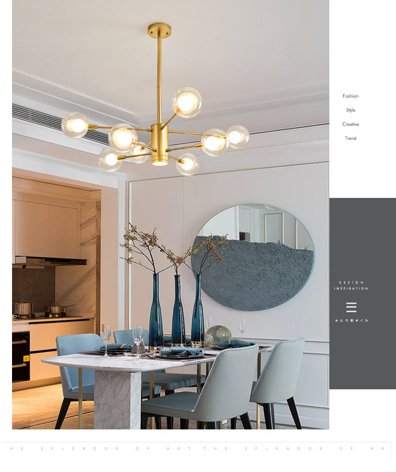 Globe Suspension Hanging Pendant Light Modern Style Corridor Clear Glass Chandelier in Frosted Spray Paint Finish Clearhalo 'Ceiling Lights' 'Chandeliers' 'Modern Chandeliers' 'Modern' Lighting' 2600196