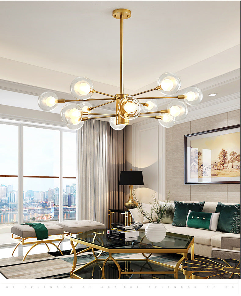 Globe Suspension Hanging Pendant Light Modern Style Corridor Clear Glass Chandelier in Frosted Spray Paint Finish Clearhalo 'Ceiling Lights' 'Chandeliers' 'Modern Chandeliers' 'Modern' Lighting' 2600197
