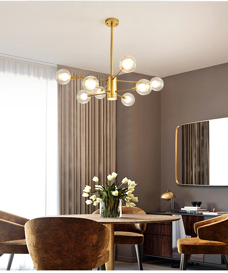 Globe Suspension Hanging Pendant Light Modern Style Corridor Clear Glass Chandelier in Frosted Spray Paint Finish Clearhalo 'Ceiling Lights' 'Chandeliers' 'Modern Chandeliers' 'Modern' Lighting' 2600199