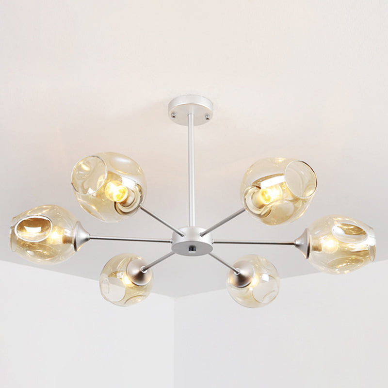 Whiskey Glass Shape Branch Suspended Light Contemporary Simplicity Hanging Lamp for Living Room 6 Silver Cognac Clearhalo 'Ceiling Lights' 'Chandeliers' 'Modern Chandeliers' 'Modern' Lighting' 2600215