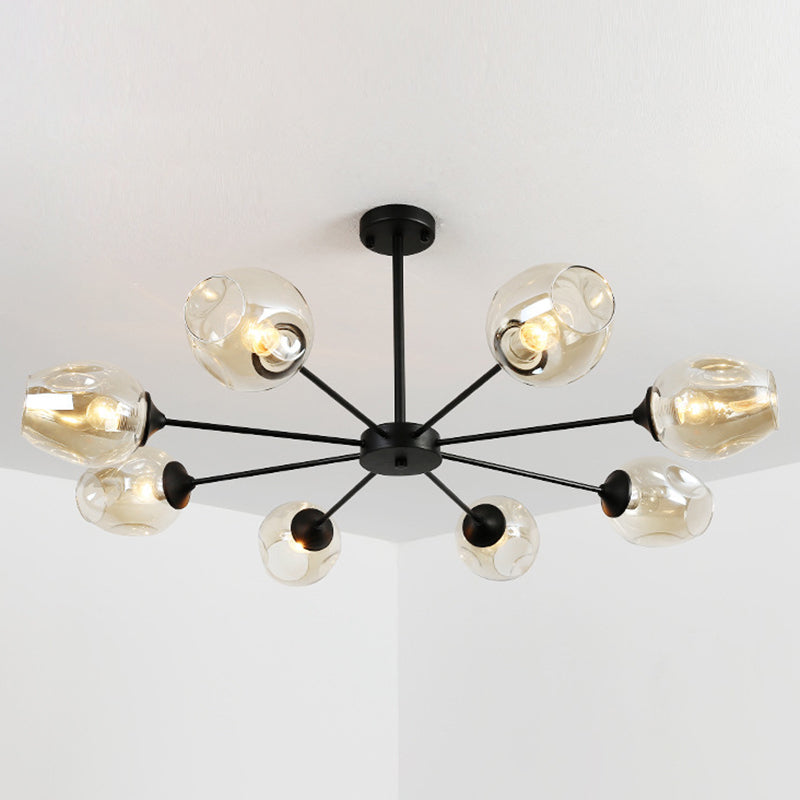 Whiskey Glass Shape Branch Suspended Light Contemporary Simplicity Hanging Lamp for Living Room 8 Black Cognac Clearhalo 'Ceiling Lights' 'Chandeliers' 'Modern Chandeliers' 'Modern' Lighting' 2600219