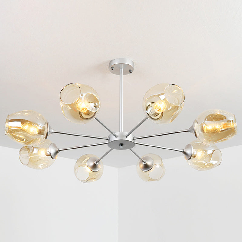 Whiskey Glass Shape Branch Suspended Light Contemporary Simplicity Hanging Lamp for Living Room 8 Silver Cognac Clearhalo 'Ceiling Lights' 'Chandeliers' 'Modern Chandeliers' 'Modern' Lighting' 2600222