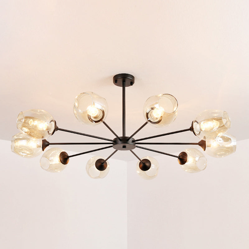 Whiskey Glass Shape Branch Suspended Light Contemporary Simplicity Hanging Lamp for Living Room 10 Black Cognac Clearhalo 'Ceiling Lights' 'Chandeliers' 'Modern Chandeliers' 'Modern' Lighting' 2600225