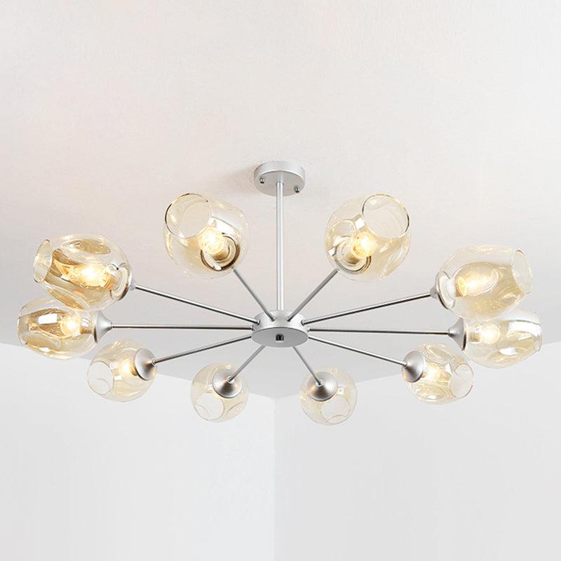 Whiskey Glass Shape Branch Suspended Light Contemporary Simplicity Hanging Lamp for Living Room 10 Silver Cognac Clearhalo 'Ceiling Lights' 'Chandeliers' 'Modern Chandeliers' 'Modern' Lighting' 2600227