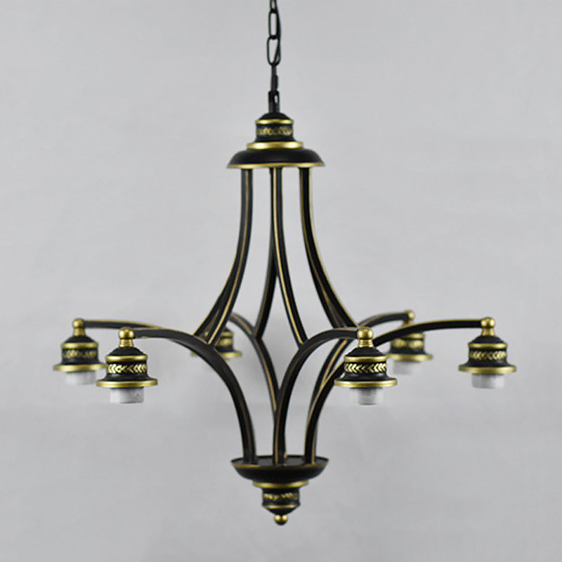 Blue Stained Glass Tiffany Chandelier 6-light 23.5" Wide Living Room Hanging Light with Adjustable Chain Clearhalo 'Ceiling Lights' 'Chandeliers' 'Industrial' 'Middle Century Chandeliers' 'Tiffany Chandeliers' 'Tiffany close to ceiling' 'Tiffany' Lighting' 2600237