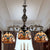 Retro Mediterranean Style Tiffany Hanging Lamp Baroque Stained Glass Shade Chandelier in Aged Aluminum Treatment 3 Brown Down Clearhalo 'Ceiling Lights' 'Chandeliers' 'Close To Ceiling Lights' 'Industrial' 'Middle Century Chandeliers' 'Tiffany Chandeliers' 'Tiffany close to ceiling' 'Tiffany' Lighting' 2600240