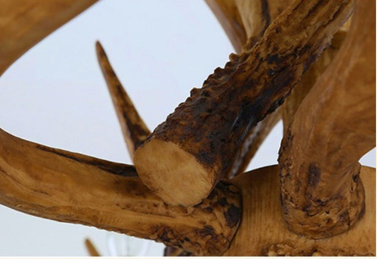 Vintage Country Chandelier Resin Deer Horn Candle Shaped Decorative Lighting Fixture for Living Room Villa Restaurant Clearhalo 'Ceiling Lights' 'Chandeliers' Lighting' 2600282