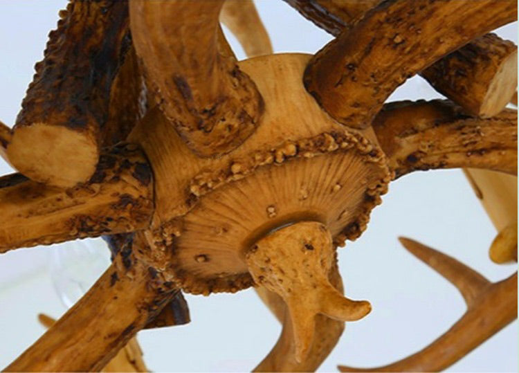 Vintage Country Chandelier Resin Deer Horn Candle Shaped Decorative Lighting Fixture for Living Room Villa Restaurant Clearhalo 'Ceiling Lights' 'Chandeliers' Lighting' 2600283