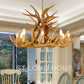 Vintage Country Chandelier Resin Deer Horn Candle Shaped Decorative Lighting Fixture for Living Room Villa Restaurant Clearhalo 'Ceiling Lights' 'Chandeliers' Lighting' 2600286