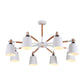 Modern Minimalist Rubber Wood Chandelier Matte Metal Lampshade Pendant Light for Living Room 8 White Clearhalo 'Ceiling Lights' 'Chandeliers' 'Modern Chandeliers' 'Modern' Lighting' 2600320