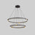 Hollow Ring Shape Hanging Chandelier Light Modern Multi Tiered Black Pendant Lamp with Frosted Silicone Shade Black 16"+23.5" Clearhalo 'Ceiling Lights' 'Chandeliers' 'Modern Chandeliers' 'Modern' Lighting' 2600440