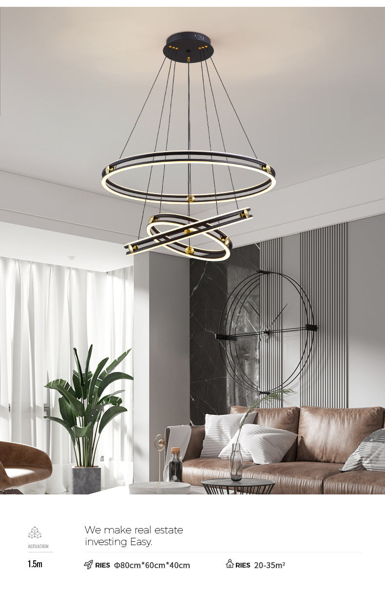 MIXL LED Pendant Light Fixture Circular and Ring Shape Modern Ceiling Hanging  Lamp for Living Room Hall Light Restaurant in Coffee (Warm Light) -  Amazon.com