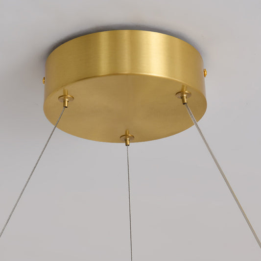 Modern Simplicity Ring-shaped LED Chandelier Brass Tiered Frosted Shade LED Circular Ring Chandelier with 59" Adjustable Hanging Wires Clearhalo 'Ceiling Lights' 'Chandeliers' 'Modern Chandeliers' 'Modern' Lighting' 2600481