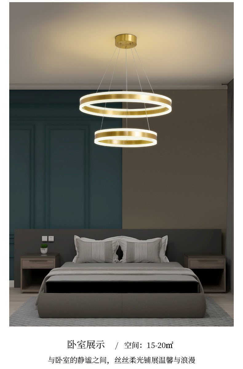 Modern Simplicity Ring-shaped LED Chandelier Brass Tiered Frosted Shade LED Circular Ring Chandelier with 59" Adjustable Hanging Wires Clearhalo 'Ceiling Lights' 'Chandeliers' 'Modern Chandeliers' 'Modern' Lighting' 2600482
