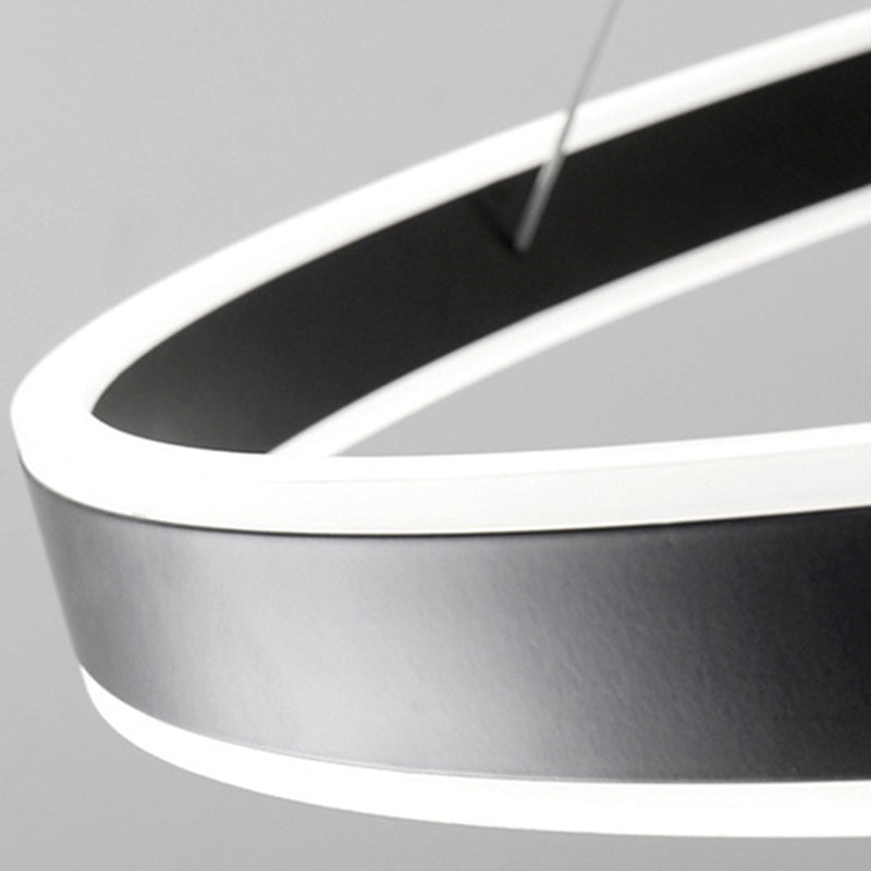 23.6"+31.5"+39.3" Diameter 3-Tiered LED Chandelier Aluminum Ring-shaped Pendant Lighting Fixtures for Office Meeting Room Clearhalo 'Ceiling Lights' 'Chandeliers' 'Modern Chandeliers' 'Modern' Lighting' 2600492