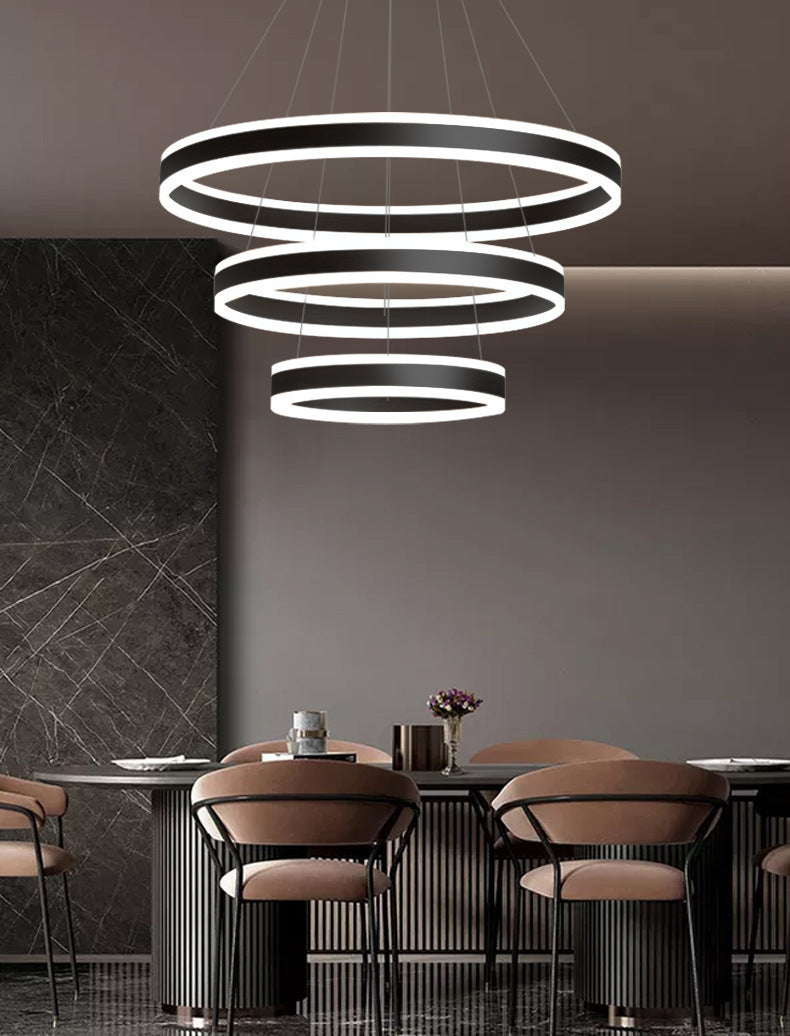 23.6"+31.5"+39.3" Diameter 3-Tiered LED Chandelier Aluminum Ring-shaped Pendant Lighting Fixtures for Office Meeting Room Clearhalo 'Ceiling Lights' 'Chandeliers' 'Modern Chandeliers' 'Modern' Lighting' 2600495